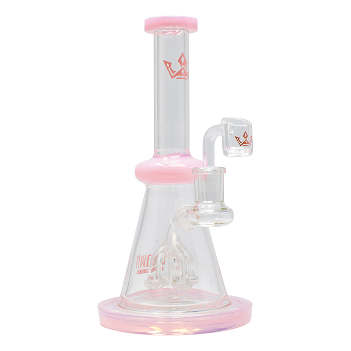 Bent Neck Pink Crown Glass 8 Inches Glass Dab Rig and Bong
