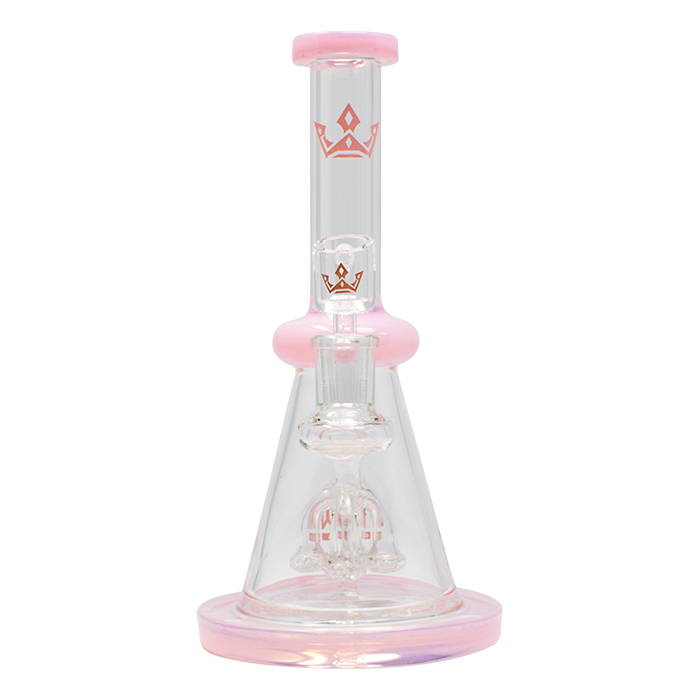 Bent Neck Pink Crown Glass 8 Inches Glass Dab Rig and Bong