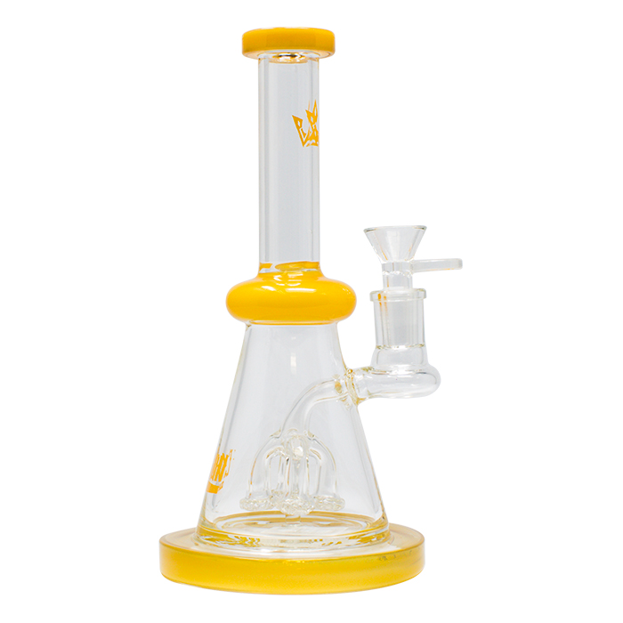 Bent Neck Yellow Crown Glass 8 Inches Glass Dab Rig and Bong