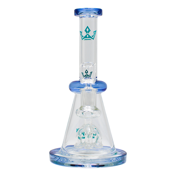 Bent Neck Blue Crown Glass 8 Inches Glass Dab Rig and Bong