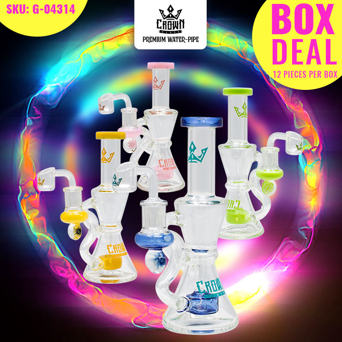 Hourglass Shaped 7.5 Inches Glass Dab Rig And Bong by Crown Glass Deal of 12