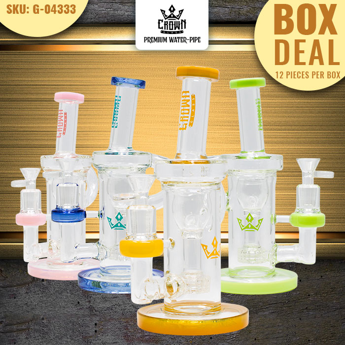 Crown Glass 10 Inches Glass Dab Rig And Bong With Handle Deal of 12