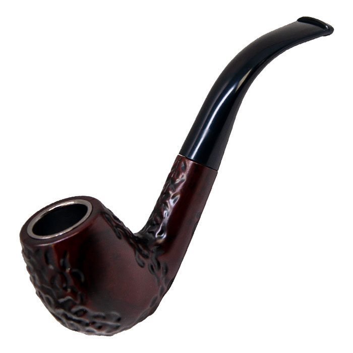 Dark Brown Wood And Resin Engraved 6 Inches Pipe