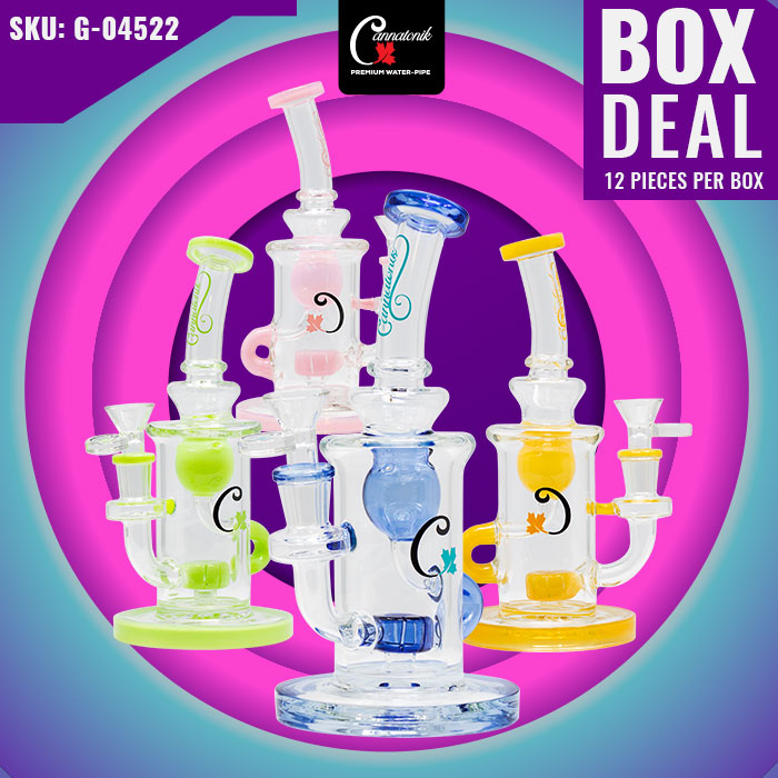 8.5 Inches Borosilicate Bent Neck Glass Dab Rig And Bong By Cannatonik Deal of 12