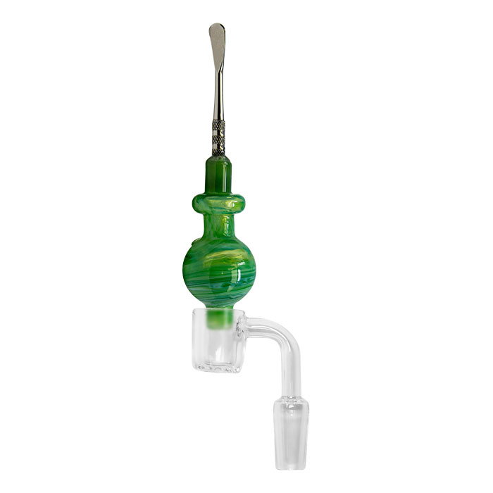 Green Multi-Purpose Dabbing Stick and Carb Cap with Scooper