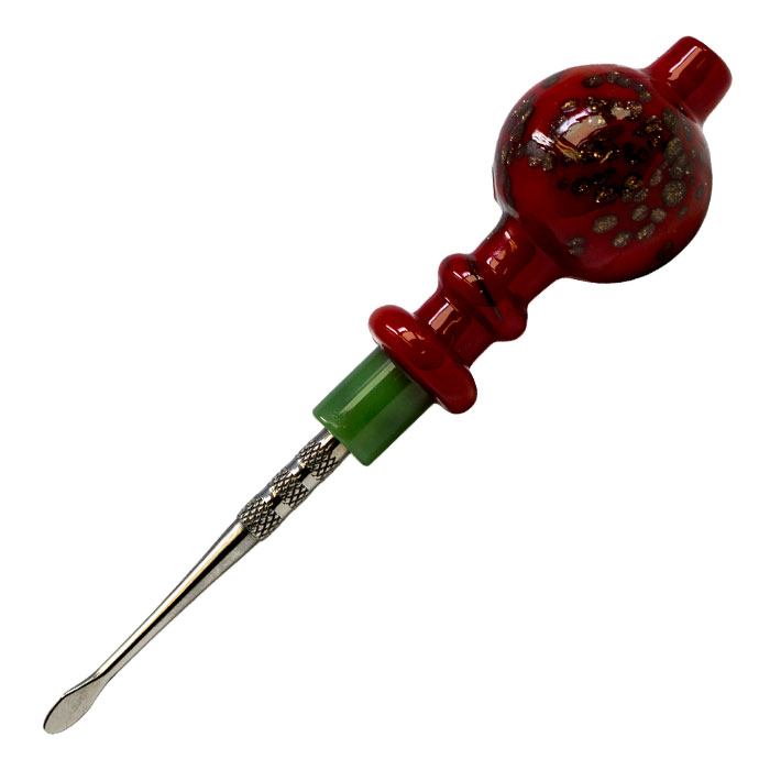 Red Sparkly Dabbing Stick And Carb Cap Round Scooper