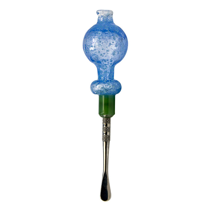 Blue Glow In The Dark Dabbing Stick and Carb Cap with Round Scooper