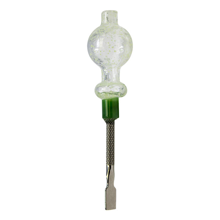 Clear Glow In The Dark Dabbing Stick and Carb Cap with Flat Scooper