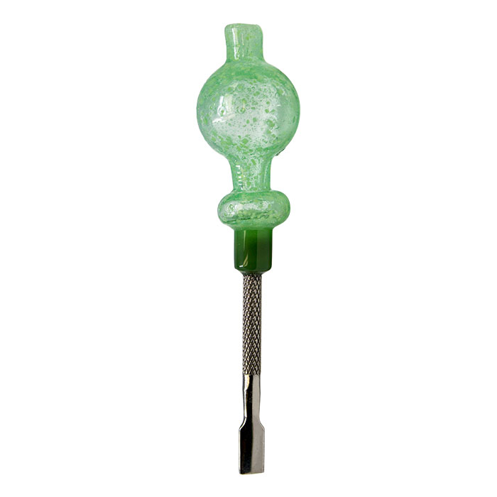 Green Glow In The Dark Dabbing Stick and Carb Cap with Flat Scooper