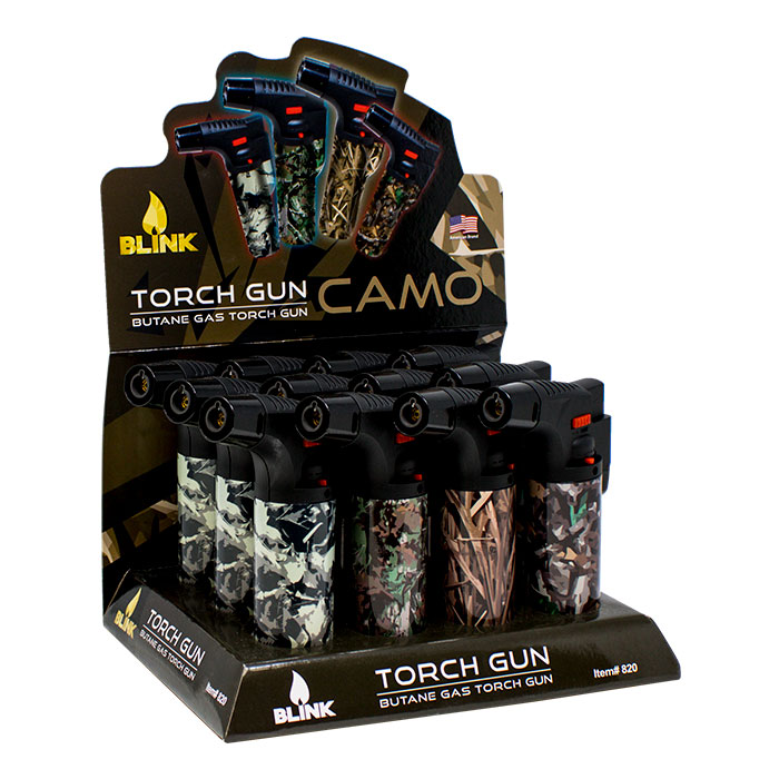 Blink Medium Camo Theme Torch Lighter Display Of 12