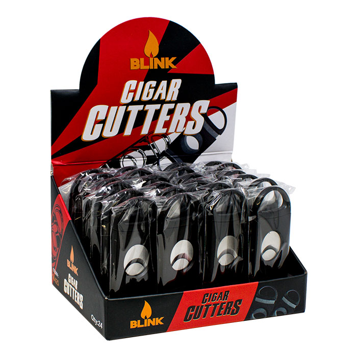 Blink Black Round Plastic Cigar Cutter Display of 24