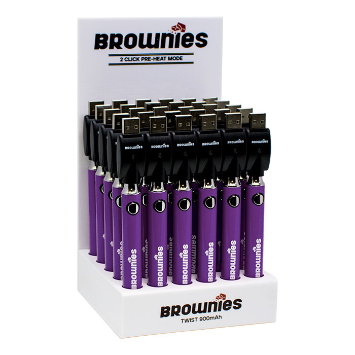 510 Purple Brownies Twist 900mAh Batteries Display of 30