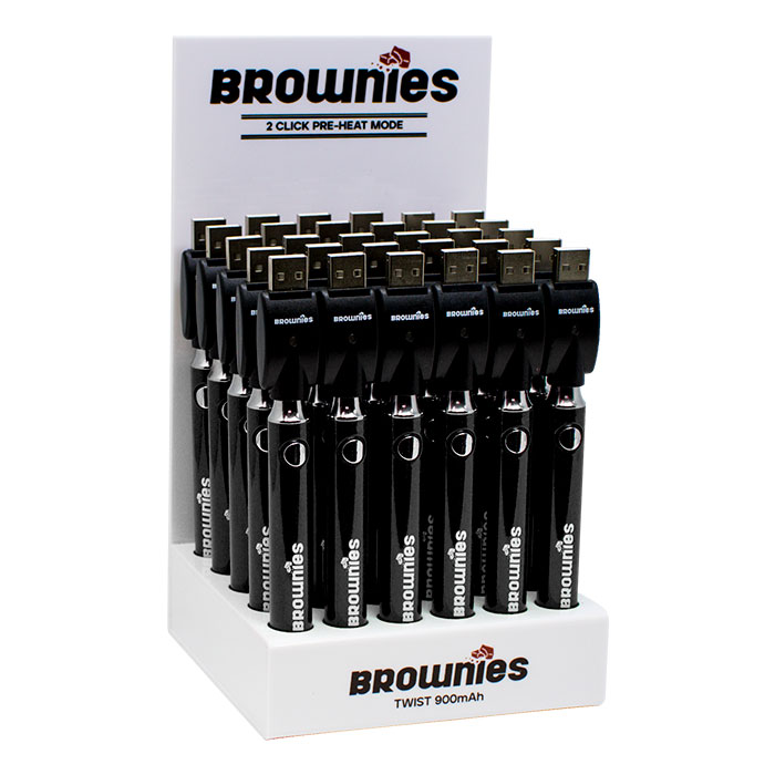 510 Black Brownies Twist 900mAh Batteries Display of 30
