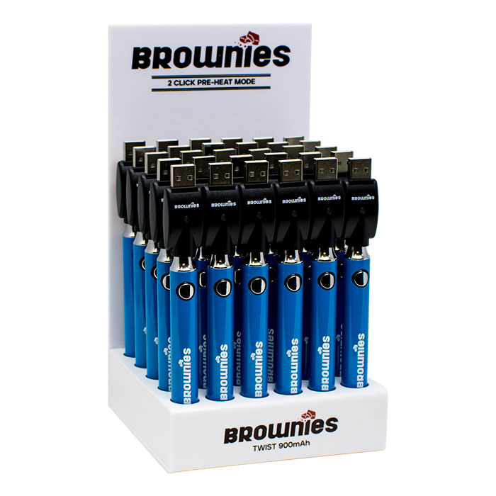 510 Blue Brownies Twist 900mAh Batteries Display of 30