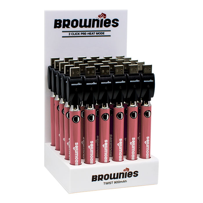 510 Pink Brownies Twist 900mAh Batteries Display of 30