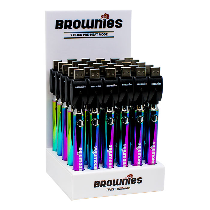 510 Rainbow Brownies Twist 900mAh Batteries Display of 30