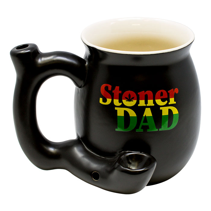 Rasta Stoner Dad Black Ceramic Mug Pipe