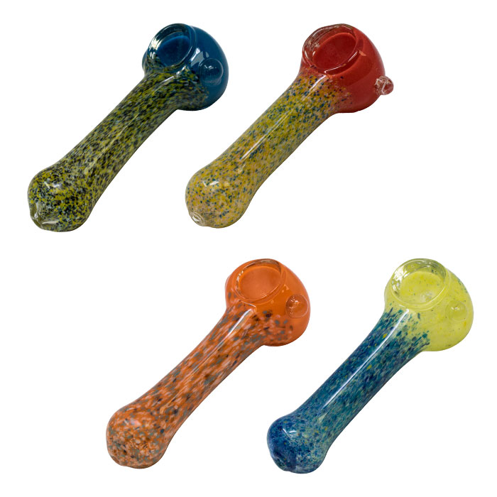 Red Yellow Insideout Spotted Design Glass Pipe 4.5 Inches