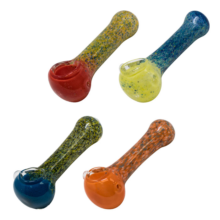 Red Yellow Insideout Spotted Design Glass Pipe 4.5 Inches