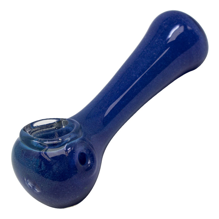 Blue Hand Crafted Inside Out Frit Work Glass Pipe 4 Inches