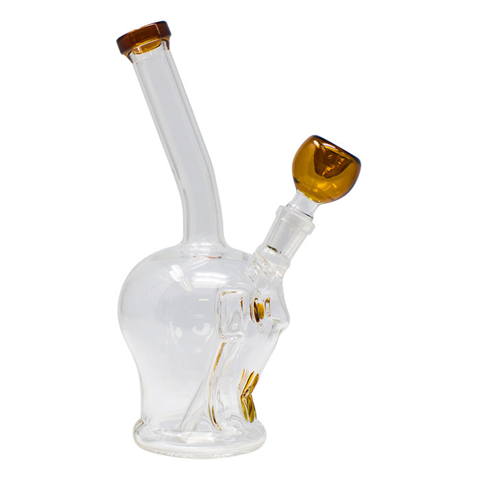 Yellow Skull Face 8 Inches Glass Bong