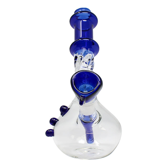 Blue Swirly Design Down Stem 8 Inches Glass Bong