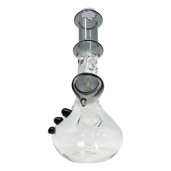 Teal Black Swirly Design Down Stem 8 Inches Glass Bong