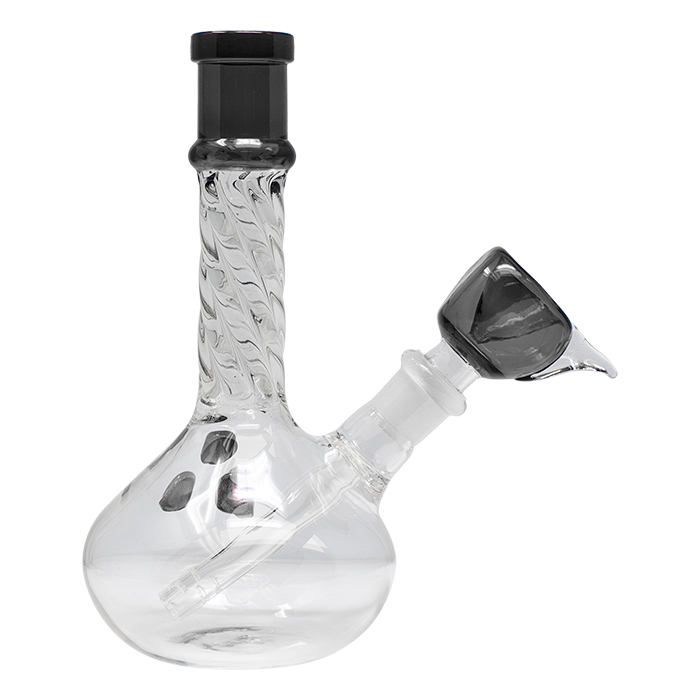 Teal Black Bubble Base 6 Inches Glass Bong