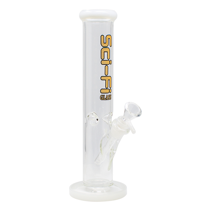 White Cylindrical Sci Fi Glass 12 Inches Bong