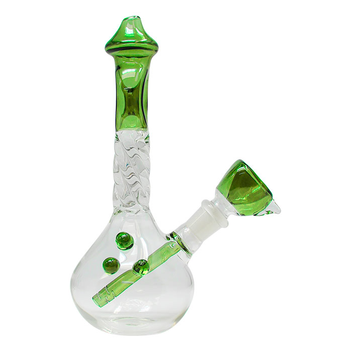 Green Twisted Mouthpiece Glass Bong 6 Inches