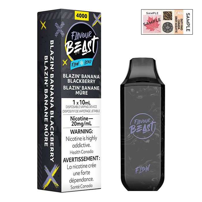 Stamped Flavour Beast Flow Blazin' Banana Blackberry 4000 Puffs Disposable Vape Ct 6