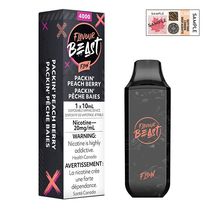 Stamped Flavour Beast Flow Packin' Peach Berry 4000 Puffs Disposable Vape Ct 6