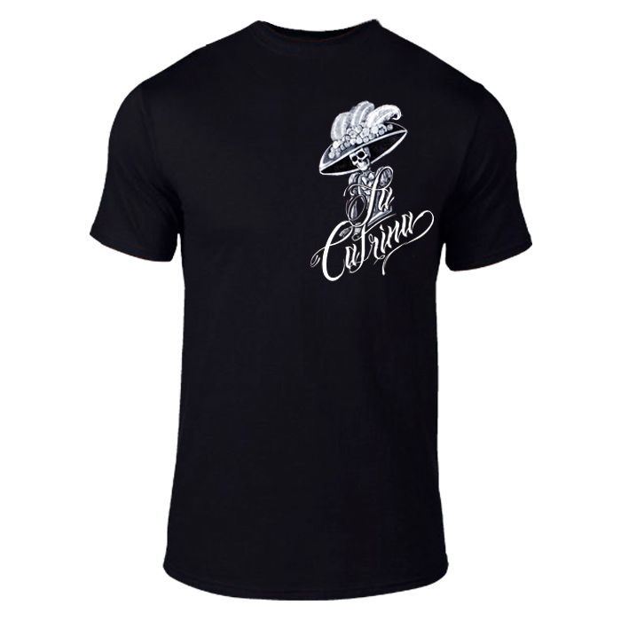La Catrina Unisex Both Side Printed Black T-Shirt