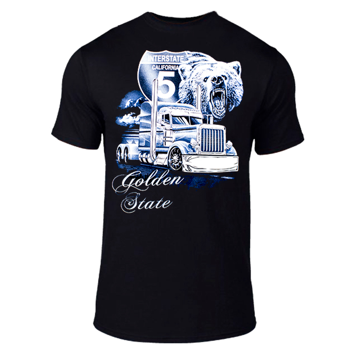 California Golden State Unisex Both Side Printed Black T-Shirt
