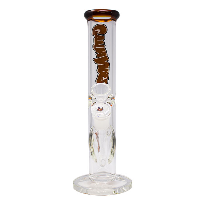 Ganjavibes Amber Straight Tube with Ice Catcher 10 Inches Glass Bong