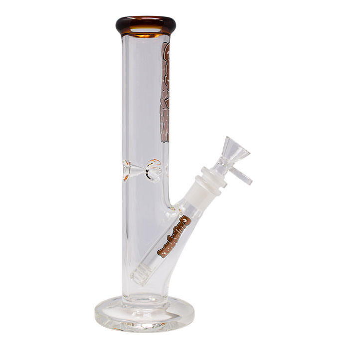 Ganjavibes Amber Straight Tube with Ice Catcher 10 Inches Glass Bong