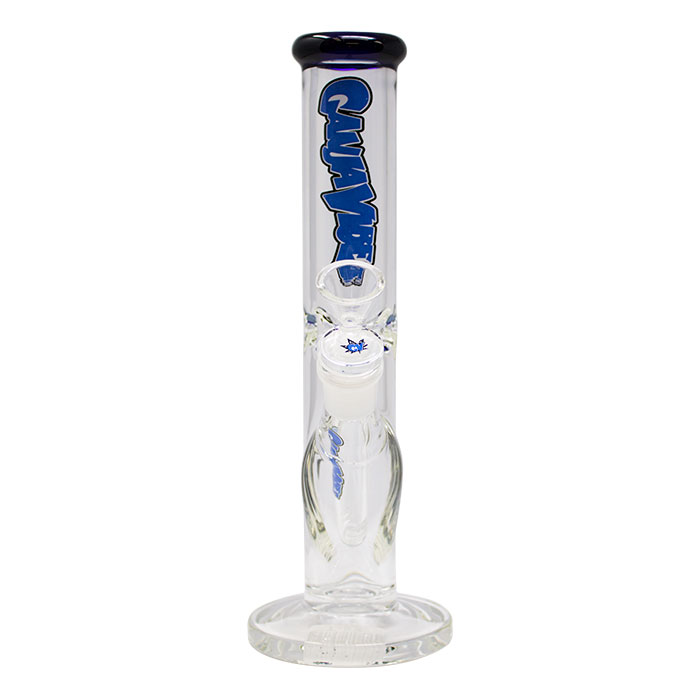Ganjavibes Blue Straight Tube with Ice Catcher 10 Inches Glass Bong