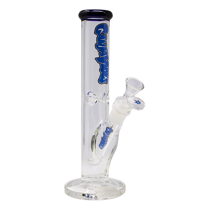 Ganjavibes Blue Straight Tube with Ice Catcher 10 Inches Glass Bong