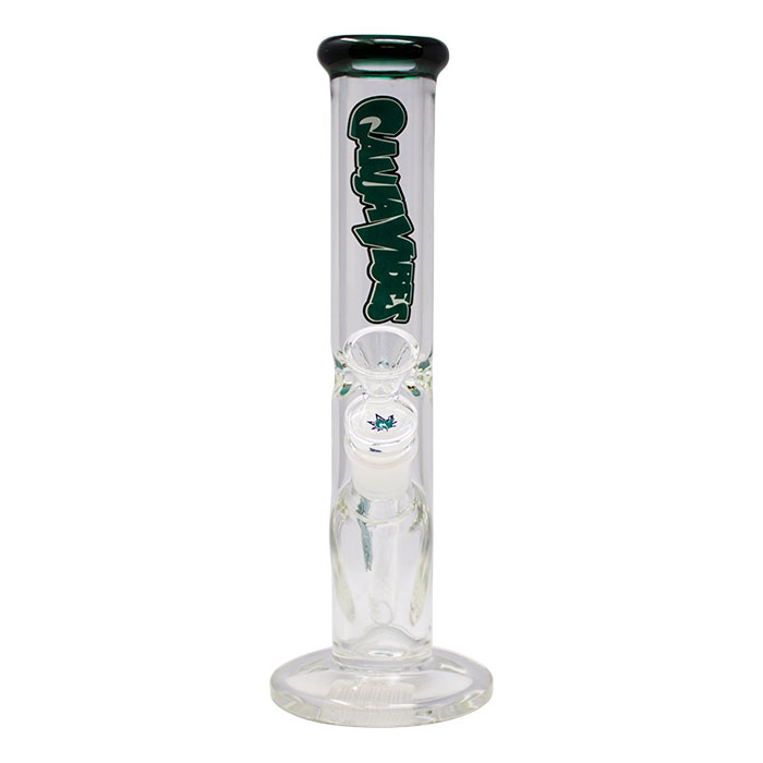 Ganjavibes Teal Straight Tube with Ice Catcher 10 Inches Glass Bong
