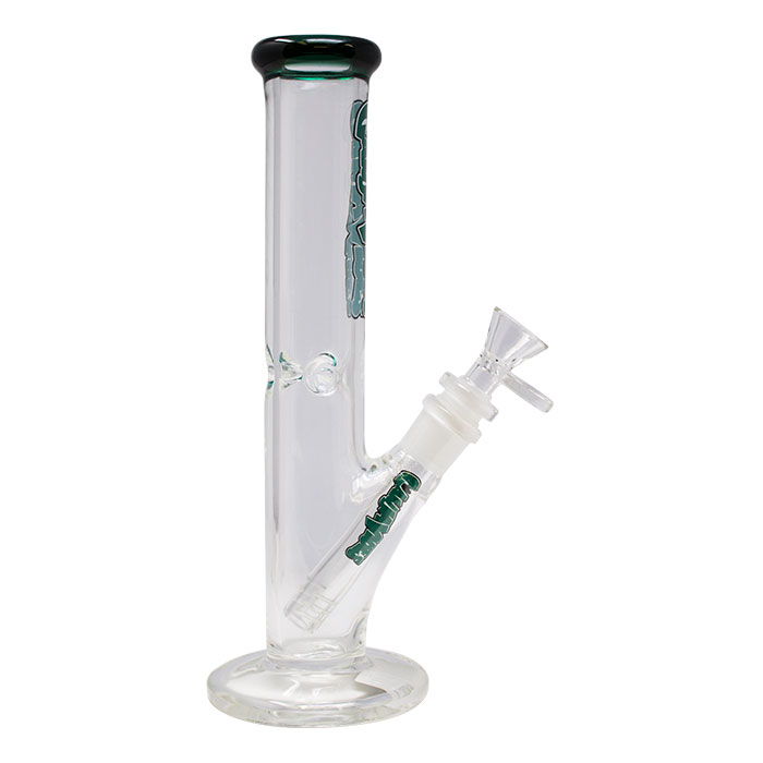 Ganjavibes Teal Straight Tube with Ice Catcher 10 Inches Glass Bong