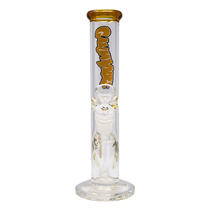 Ganjavibes Gold Straight Tube with Ice Catcher 10 Inches Glass Bong