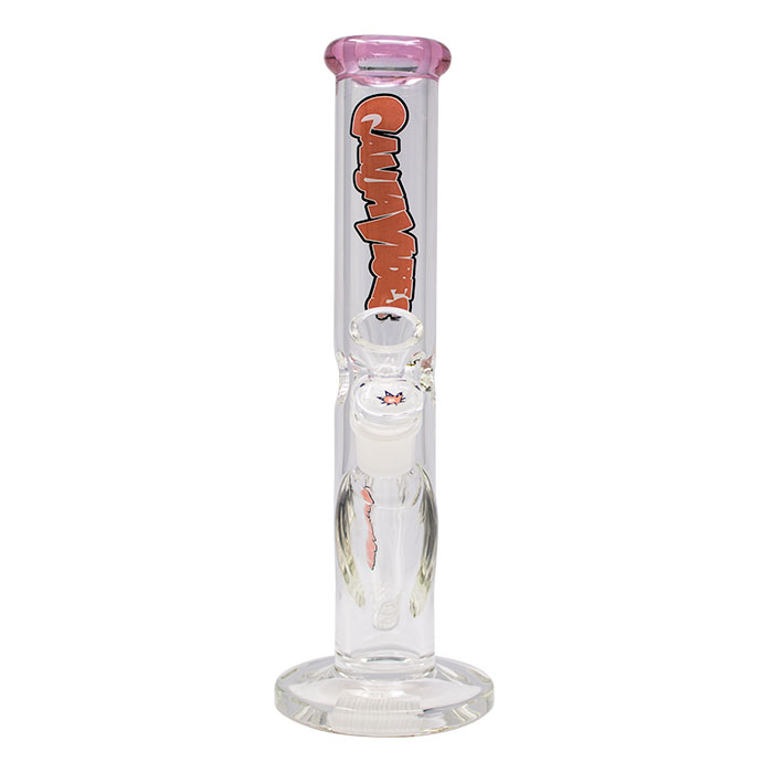 Ganjavibes Pink Straight Tube with Ice Catcher 10 Inches Glass Bong