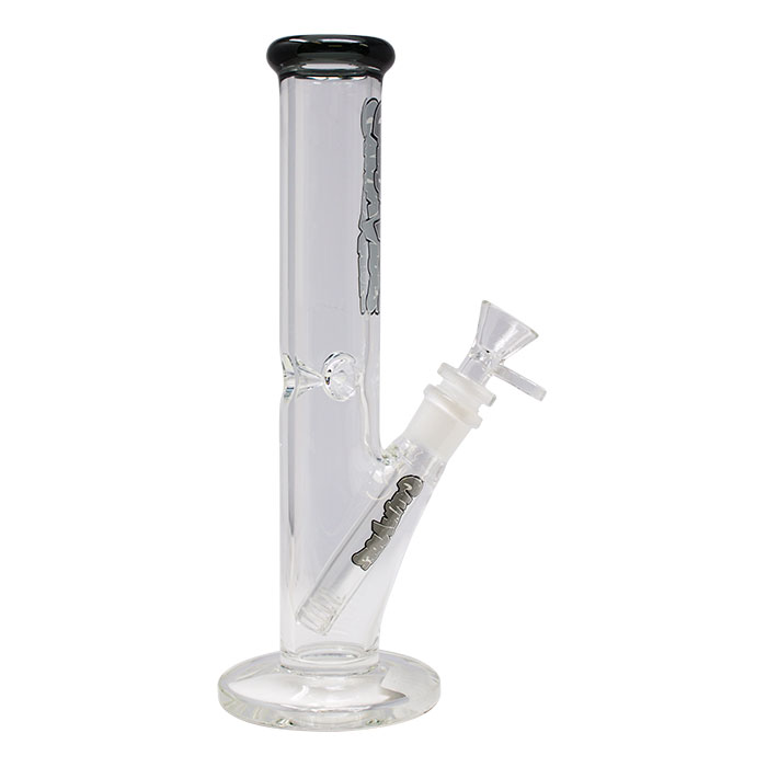Ganjavibes Grey Straight Tube with Ice Catcher 10 Inches Glass Bong