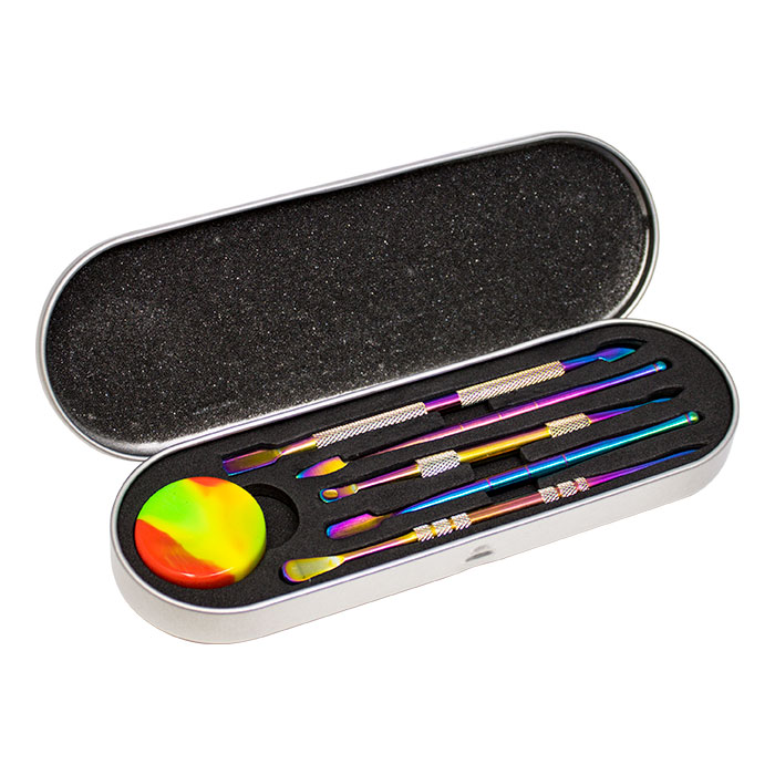 The Ultimate Rainbow 7-Piece Metal Dab Tool Kit