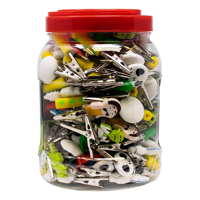 Assorted Silicone Cartoon Characters Roach Clips Jar of 150