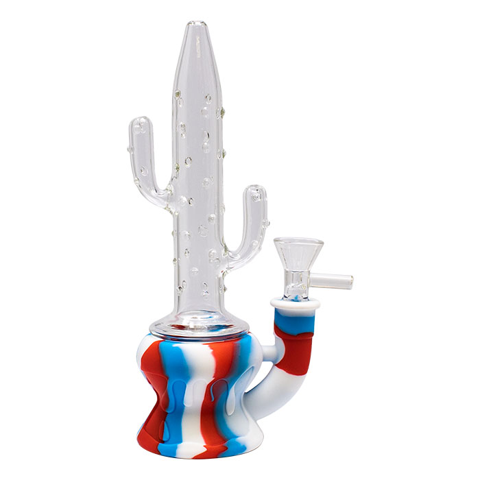White Cactus Style 9 Inches Silicone Glass Bong