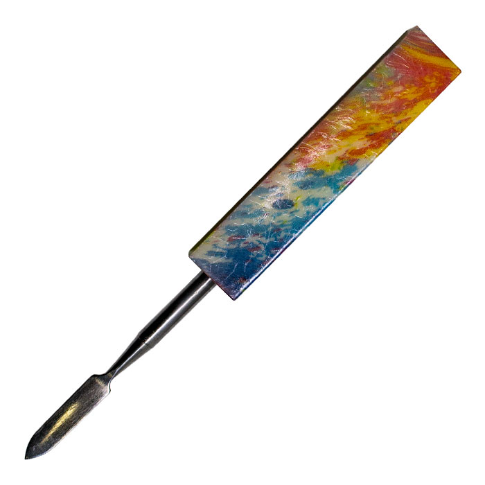 Dotted Rainbow Metal and Resin Dabbing Stick With Paddle Scooper