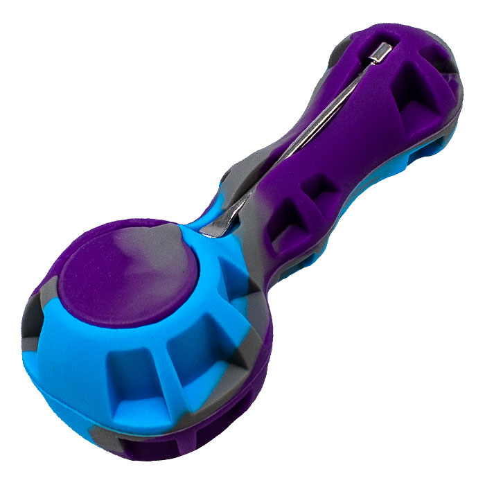 Purple Silicone 4 Inches Hand Pipe With Bowl and Dabber