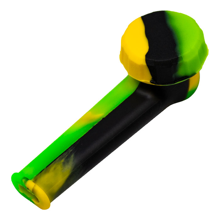 Yellow Black Silicone Pipe with Glass Bowl and Silicone Lid