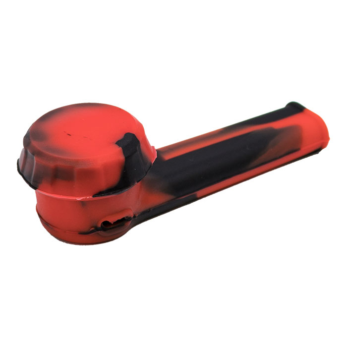 Red Black Silicone Pipe with Glass Bowl and Silicone Lid